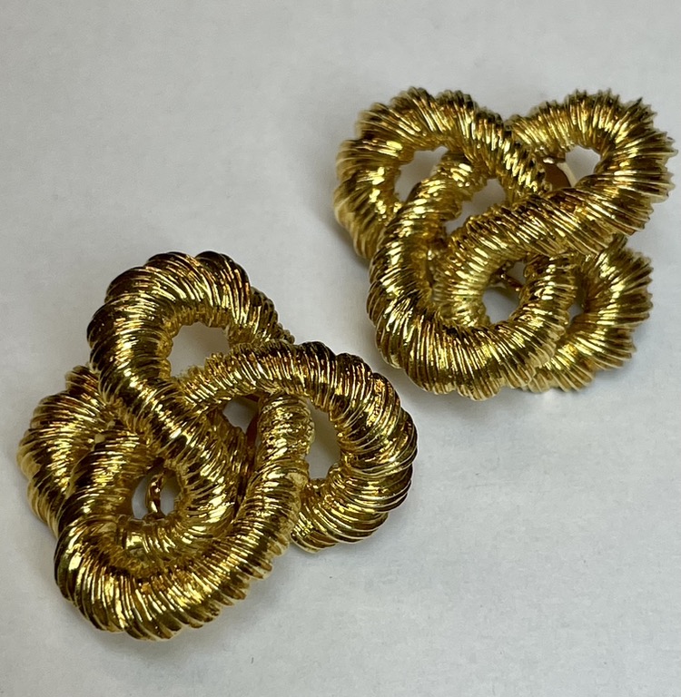 French Gold Love Knot Earrings, 18 Karat Yellow Gold