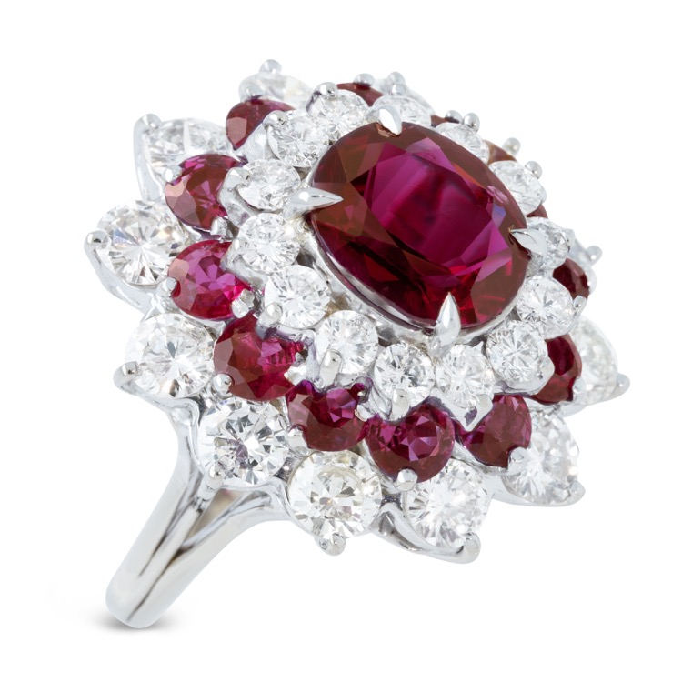 Ruby and Diamond Cluster Ring | J.S. Fearnley | 6638
