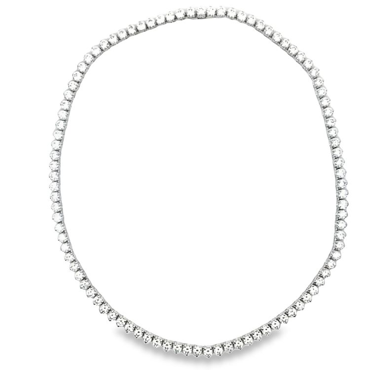 18 Karat White Gold Straight-Line Diamond Necklace