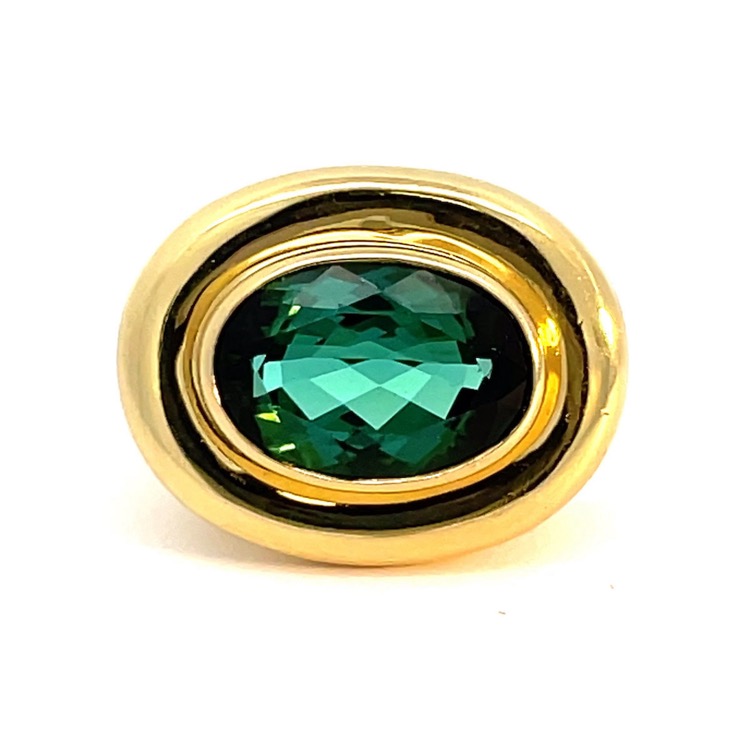 Tiffany & Co Green Tourmaline Ring by Paloma Piccaso, 18 Karat Yellow Gold