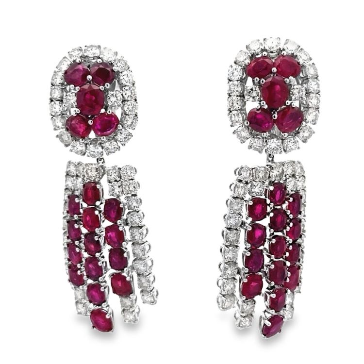 Piranesi Ruby and Diamond Earrings, 18 Karat White Gold