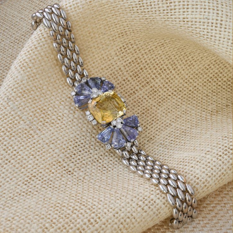 Oscar Heyman Sapphire and Diamond Bracelet, Platinum and Gold, c 1946