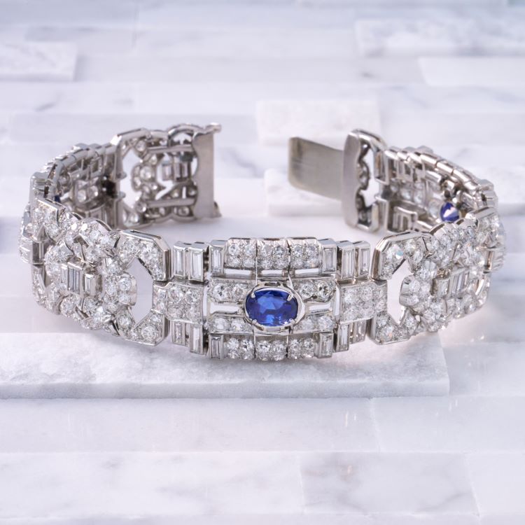 Art Deco Diamond Bracelet, Platinum, French