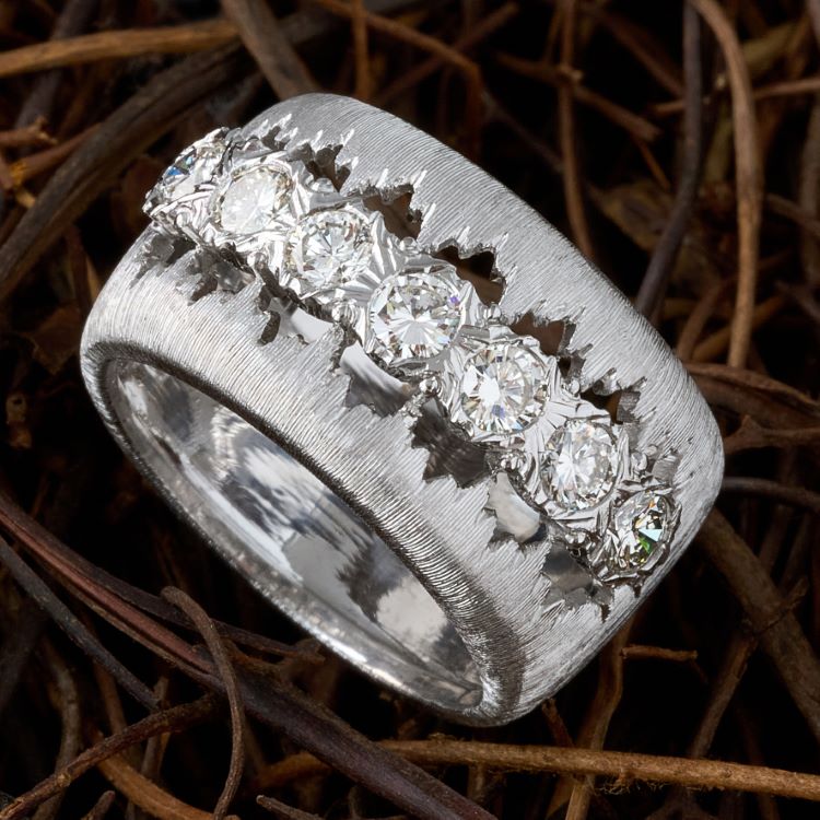 Buccellati Diamond Ring, 18 Karat White Gold